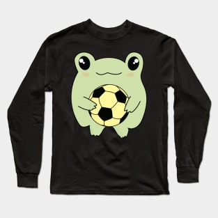 Kawaii Frog Loves Soccer Long Sleeve T-Shirt